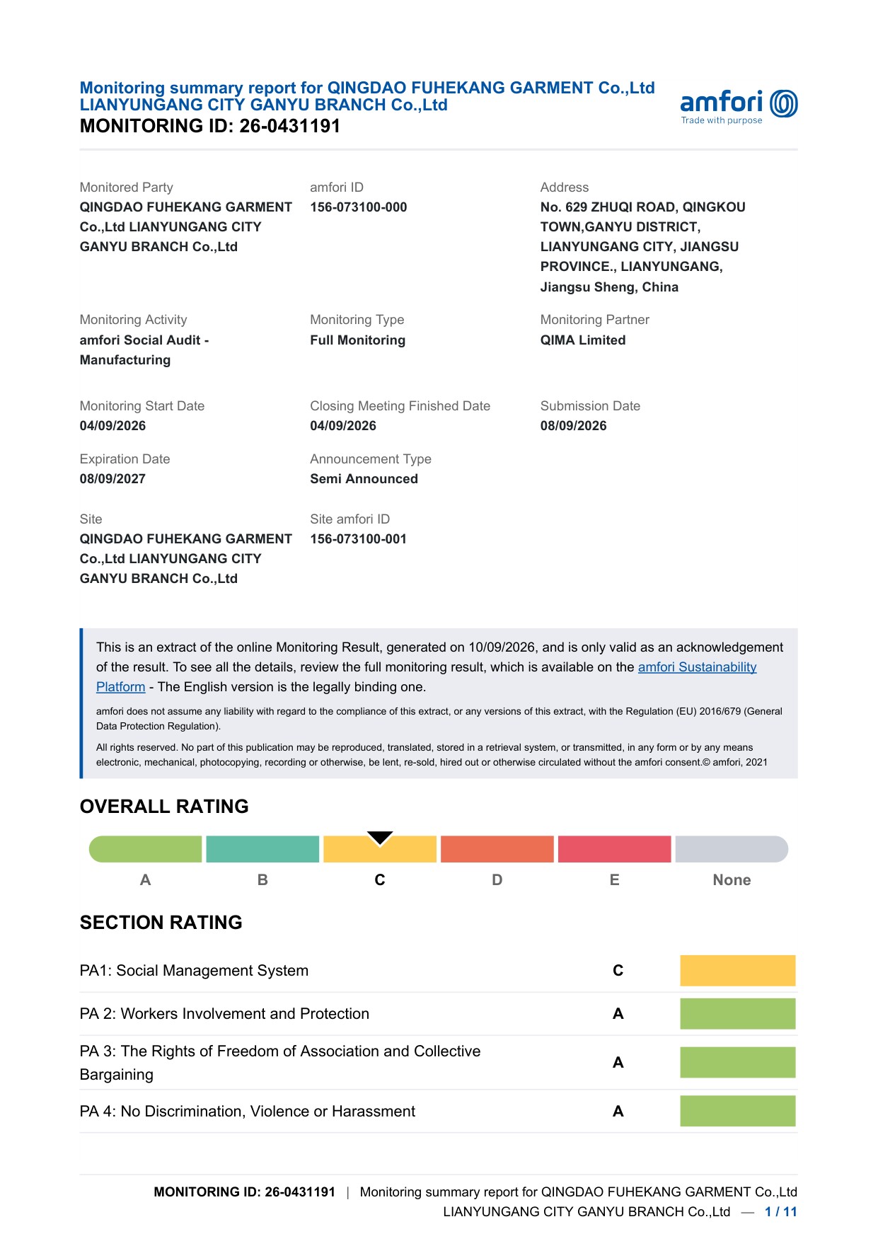 BSCI certificate